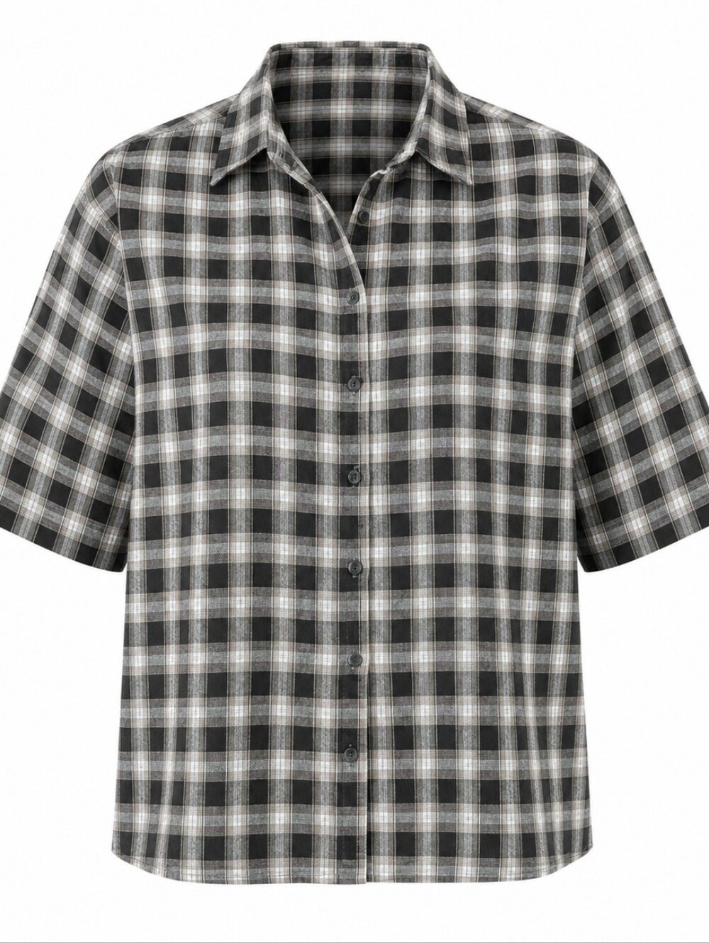 Vintage Northern Reflections Black White Western CottonPlaid Button-down Shirt L